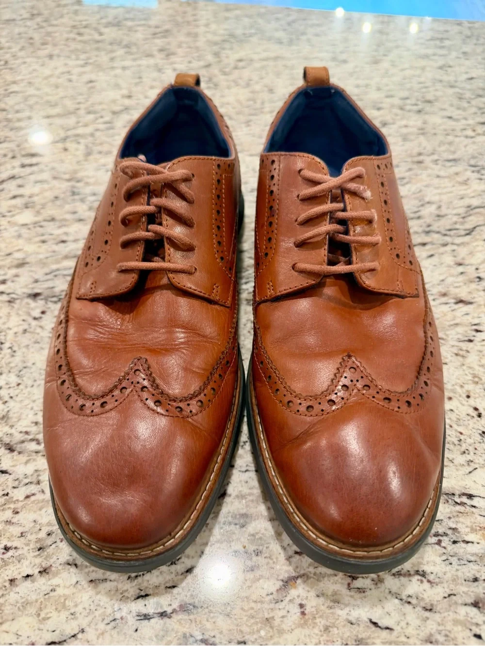 Cole Haan Mens Size 10.5 M Grand Evolution Leather Wingtip Oxford Shoes Brown